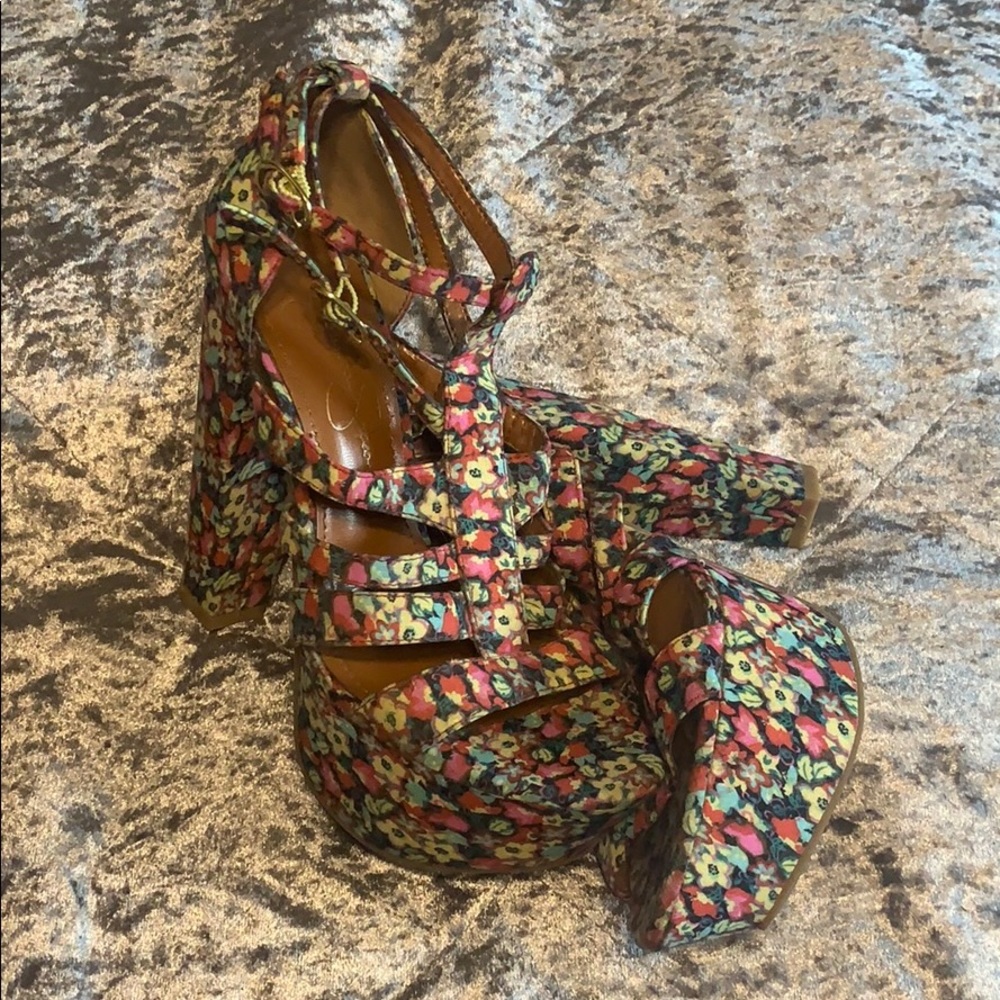 Jessica Simpson floral platform sandals